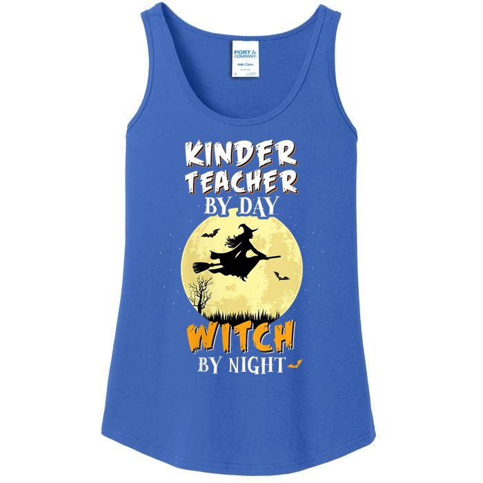 Kinder Teacher By Day Witch By Night Gift Kindergarten Gift Ladies Essential Tank