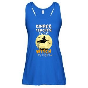 Kinder Teacher By Day Witch By Night Gift Kindergarten Gift Ladies Essential Flowy Tank