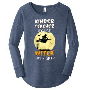 Kinder Teacher By Day Witch By Night Gift Kindergarten Gift Women's Perfect Tri Tunic Long Sleeve Shirt