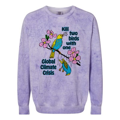 Kill Two Birds With One Global Climate Crisis Colorblast Crewneck Sweatshirt