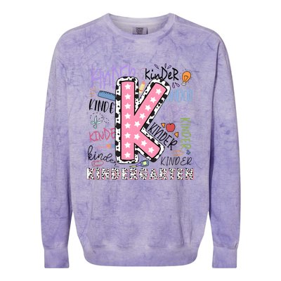 Kindergarten Teacher Back To School Colorblast Crewneck Sweatshirt