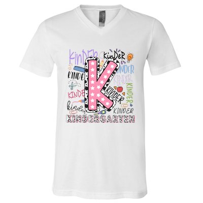 Kindergarten Teacher Back To School V-Neck T-Shirt