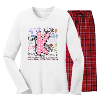 Kindergarten Teacher Back To School Women's Long Sleeve Flannel Pajama Set 