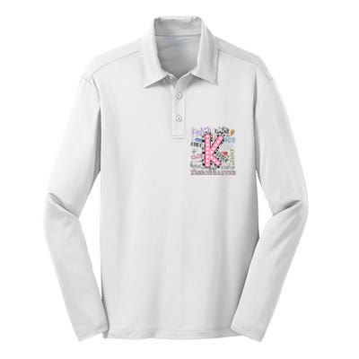 Kindergarten Teacher Back To School Silk Touch Performance Long Sleeve Polo