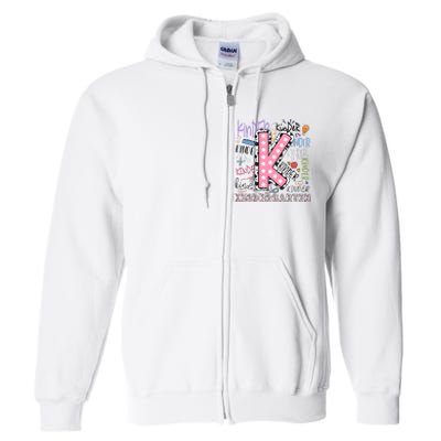 Kindergarten Teacher Back To School Full Zip Hoodie