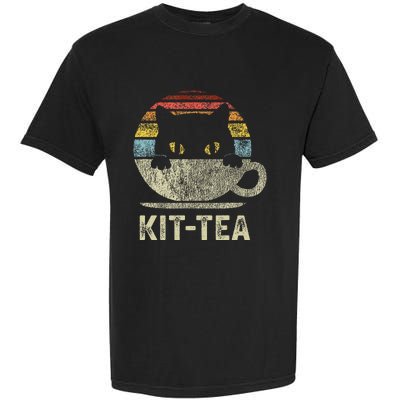 Kit Tea Black Kitty Cat Tea Lover Gift Garment-Dyed Heavyweight T-Shirt