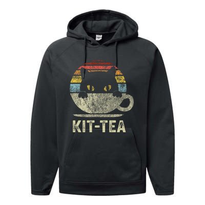 Kit Tea Black Kitty Cat Tea Lover Gift Performance Fleece Hoodie