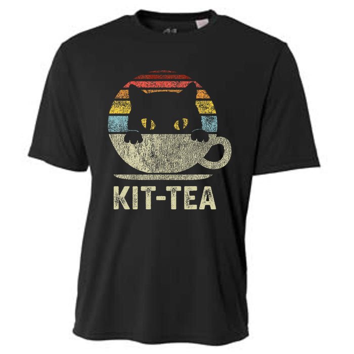 Kit Tea Black Kitty Cat Tea Lover Gift Cooling Performance Crew T-Shirt