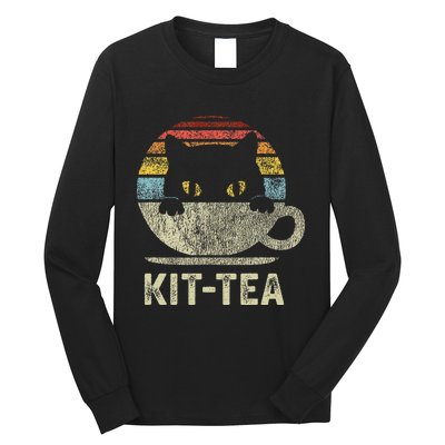 Kit Tea Black Kitty Cat Tea Lover Gift Long Sleeve Shirt