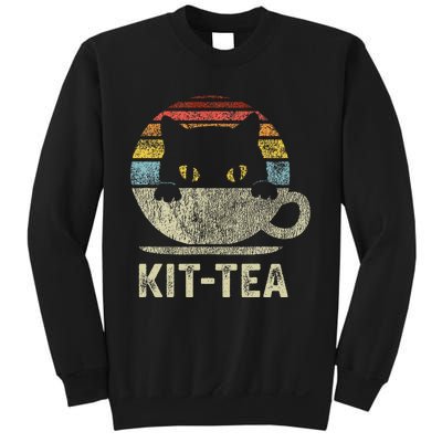 Kit Tea Black Kitty Cat Tea Lover Gift Sweatshirt