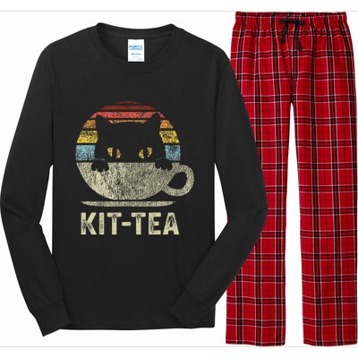 Kit Tea Black Kitty Cat Tea Lover Gift Long Sleeve Pajama Set