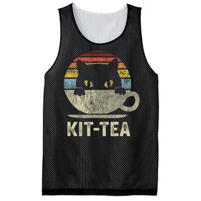 Kit Tea Black Kitty Cat Tea Lover Gift Mesh Reversible Basketball Jersey Tank