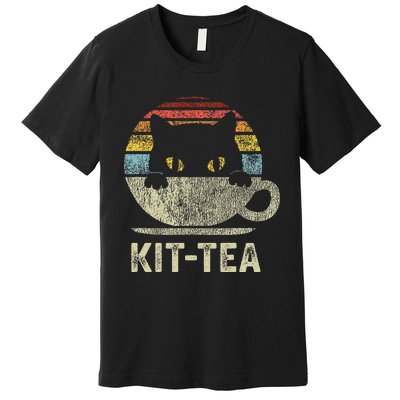 Kit Tea Black Kitty Cat Tea Lover Gift Premium T-Shirt