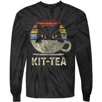 Kit Tea Black Kitty Cat Tea Lover Gift Tie-Dye Long Sleeve Shirt