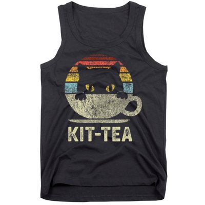 Kit Tea Black Kitty Cat Tea Lover Gift Tank Top