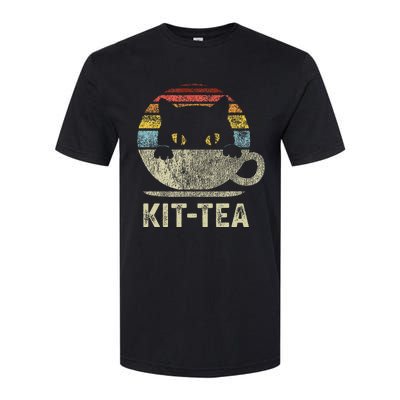 Kit Tea Black Kitty Cat Tea Lover Gift Softstyle CVC T-Shirt