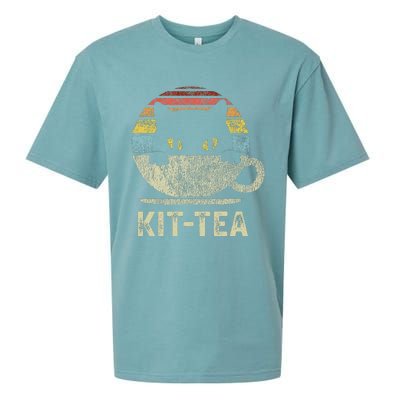 Kit Tea Black Kitty Cat Tea Lover Gift Sueded Cloud Jersey T-Shirt