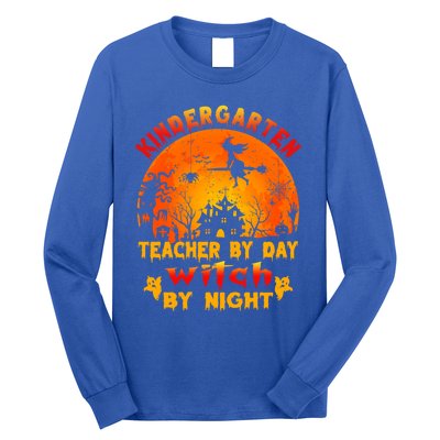 Kindergarten Teacher By Day Witch By Night Costume Halloween Funny Gift Long Sleeve Shirt