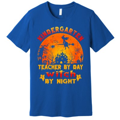 Kindergarten Teacher By Day Witch By Night Costume Halloween Funny Gift Premium T-Shirt