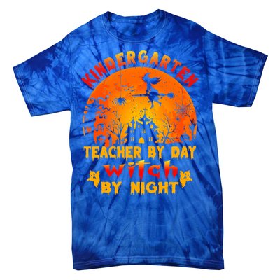 Kindergarten Teacher By Day Witch By Night Costume Halloween Funny Gift Tie-Dye T-Shirt