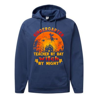 Kindergarten Teacher By Day Witch By Night Costume Halloween Funny Gift Performance Fleece Hoodie