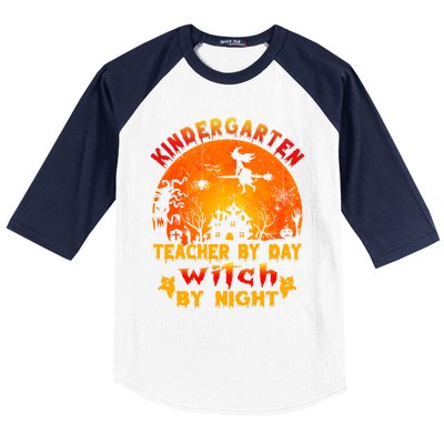 Kindergarten Teacher By Day Witch By Night Costume Halloween Funny Gift Baseball Sleeve Shirt