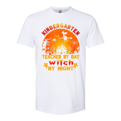 Kindergarten Teacher By Day Witch By Night Costume Halloween Funny Gift Softstyle CVC T-Shirt