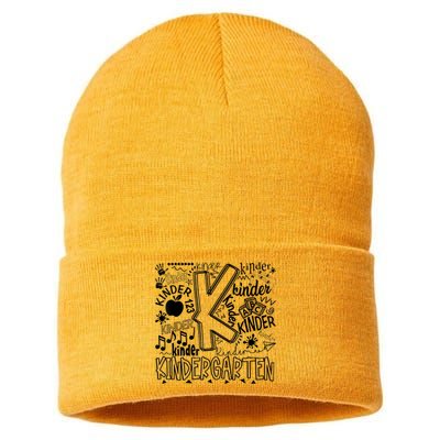 Kindergarten Typography Back To School Gift Sustainable Knit Beanie