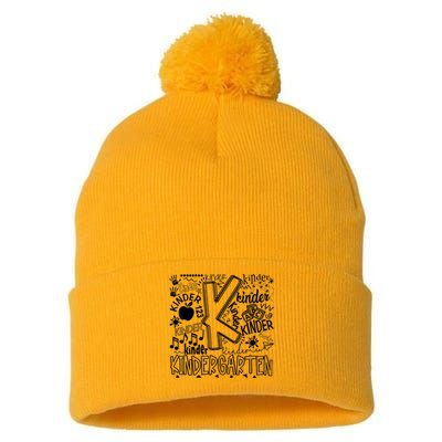 Kindergarten Typography Back To School Gift Pom Pom 12in Knit Beanie