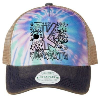 Kindergarten Typography Back To School Gift Legacy Tie Dye Trucker Hat