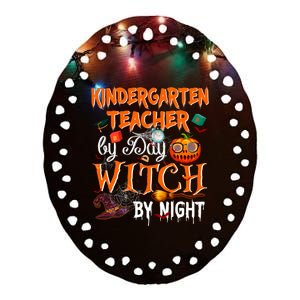 Kindergarten Teacher By Day Witch By Night Funny Gift Ceramic Oval Ornament