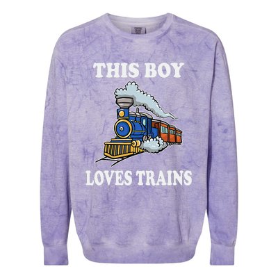 Kids This Boy Loves Trains Wagon Lover Gifts Colorblast Crewneck Sweatshirt