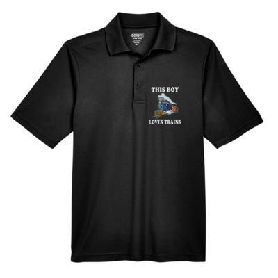 Kids This Boy Loves Trains Wagon Lover Gifts Men's Origin Performance Pique Polo