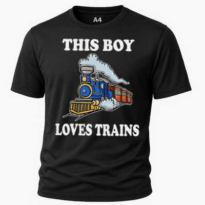 Kids This Boy Loves Trains Wagon Lover Gifts Cooling Performance Crew T-Shirt