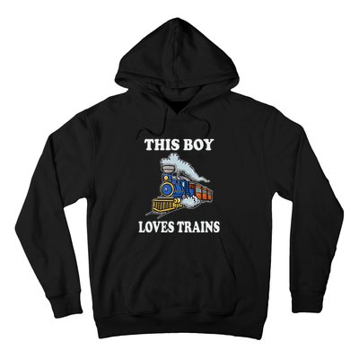 Kids This Boy Loves Trains Wagon Lover Gifts Hoodie