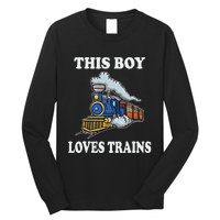 Kids This Boy Loves Trains Wagon Lover Gifts Long Sleeve Shirt