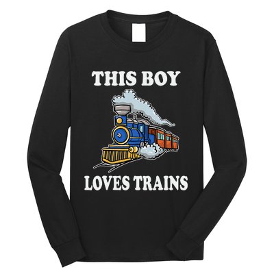 Kids This Boy Loves Trains Wagon Lover Gifts Long Sleeve Shirt