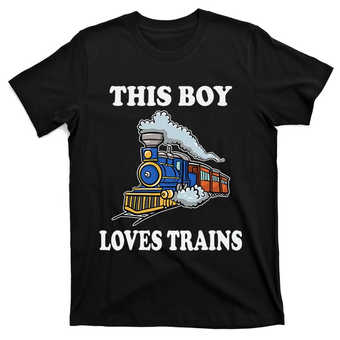 Kids This Boy Loves Trains Wagon Lover Gifts T-Shirt