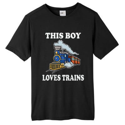 Kids This Boy Loves Trains Wagon Lover Gifts Tall Fusion ChromaSoft Performance T-Shirt