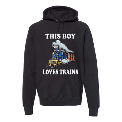 Kids This Boy Loves Trains Wagon Lover Gifts Premium Hoodie