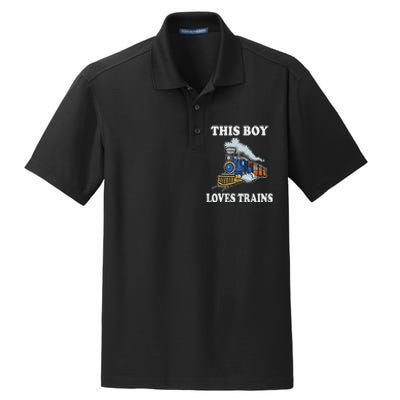 Kids This Boy Loves Trains Wagon Lover Gifts Dry Zone Grid Polo