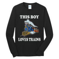 Kids This Boy Loves Trains Wagon Lover Gifts Tall Long Sleeve T-Shirt