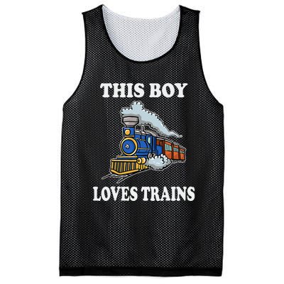 Kids This Boy Loves Trains Wagon Lover Gifts Mesh Reversible Basketball Jersey Tank