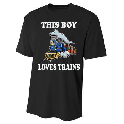 Kids This Boy Loves Trains Wagon Lover Gifts Performance Sprint T-Shirt