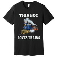 Kids This Boy Loves Trains Wagon Lover Gifts Premium T-Shirt