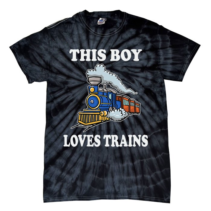 Kids This Boy Loves Trains Wagon Lover Gifts Tie-Dye T-Shirt