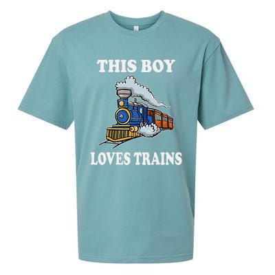 Kids This Boy Loves Trains Wagon Lover Gifts Sueded Cloud Jersey T-Shirt