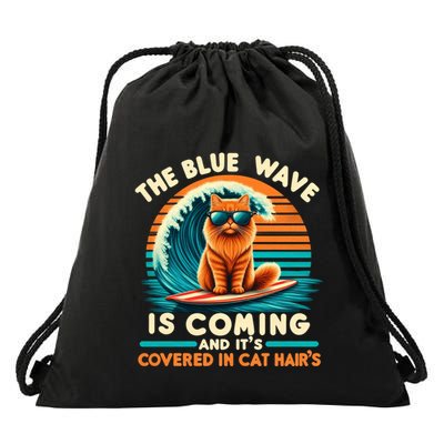 Kamala The Blue Wave Is Coming And ItS Covered In Cat Hairs Gift Drawstring Bag