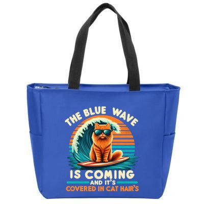 Kamala The Blue Wave Is Coming And ItS Covered In Cat Hairs Gift Zip Tote Bag