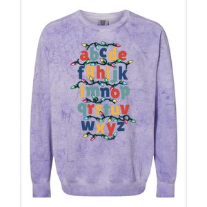 Kindergarten Teacher Christmas Lights Abc Christmas Alphabet Colorblast Crewneck Sweatshirt